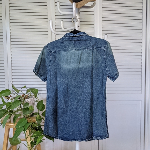 ROK Brand New Denim Short Sleeve Shirt Vintage Wash Size Small 455 - Picture 5 of 5